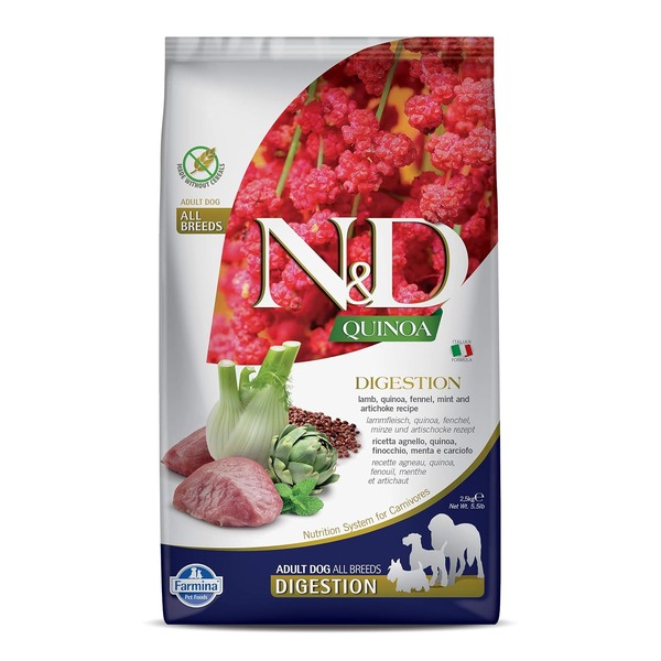 Farmina N&D Dry Dog Food Grain Free Quinoa Digestion Lamb Adult