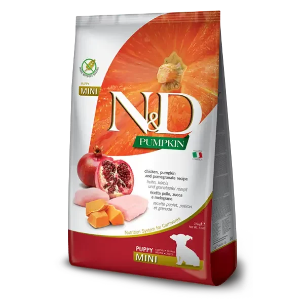 Farmina N&D Dry Dog Food Grain Free Pumpkin Chicken & Pomegranate Puppy Mini Breed