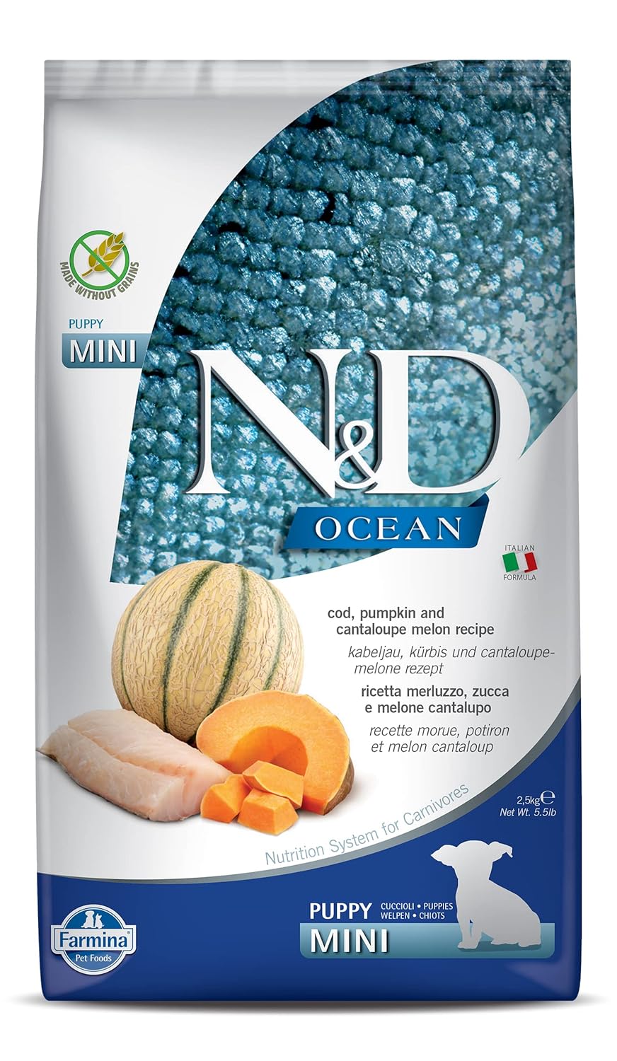 Farmina N&D Ocean Codfish Pumpkin & Cantaloupe Melon Puppy Mini Dry Food 1