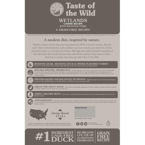 Taste of the Wild Wetlands Adult Dry Dog Food Taste of the Wild Wetlands Grain Free Adult Dry Dog Food