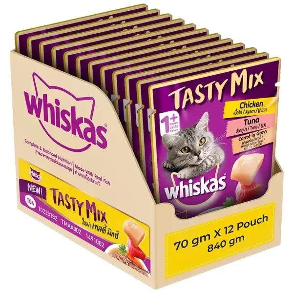 Whiskas Tasty Mix Chicken Tuna Carrot In Gravy Wet Cat Food