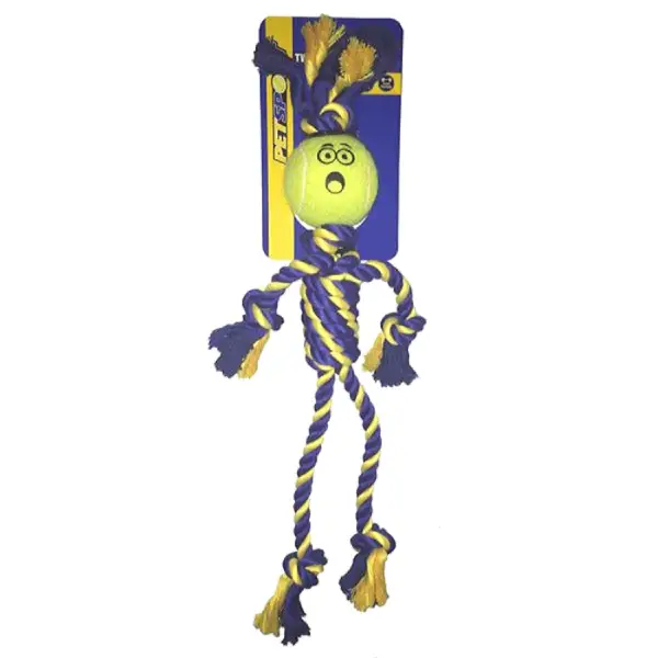 Petsport Braided Rope Rasta Man with Tennis Ball (1)