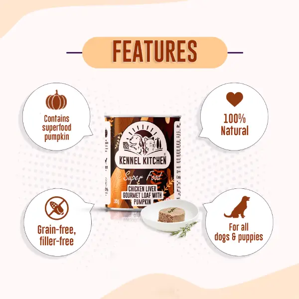Kennel Kitchen Chicken Liver Gourmet Loaf With Pumpkin Wet Dog Food - 185 g 3 (1)