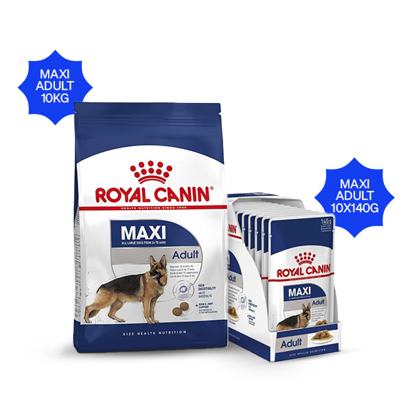 Royal Canin Maxi Adult Dry Dog Food & Maxi Adult Wet Dog Food Combo