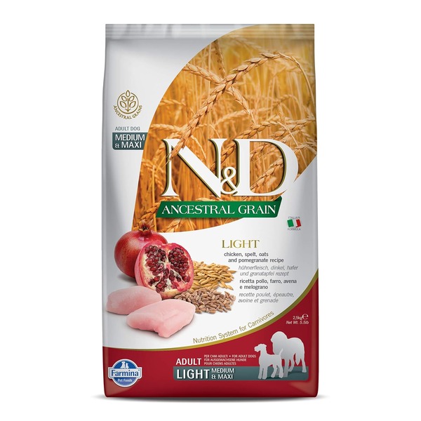 Farmina N&D Chicken & Pomegranate Ancestral Grain Light Adult Medium Maxi Dog Dry Food Farmina N&D Chicken & Pomegranate Ancestral Grain Light Adult Medium Maxi Dog Dry Food