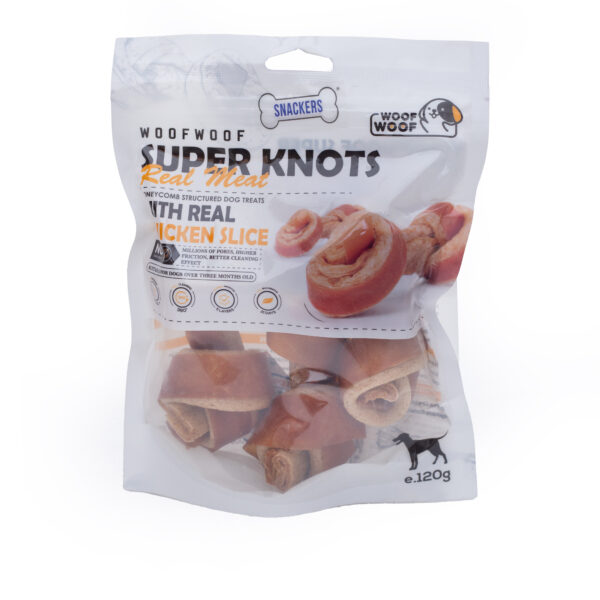 Woof Woof Snackers Super knots With Real Chicken Slice