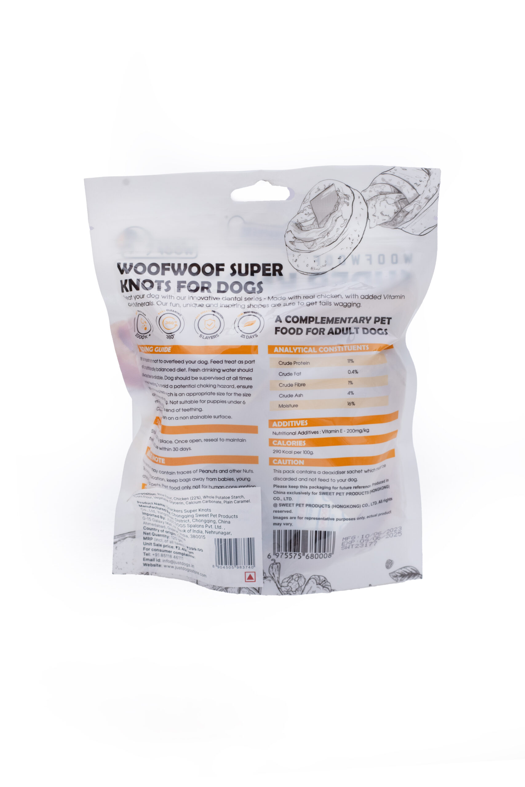 Woof Woof Snackers Super knots With Real Chicken Slice Woof Woof Snackers Super knots With Real Chicken Slice