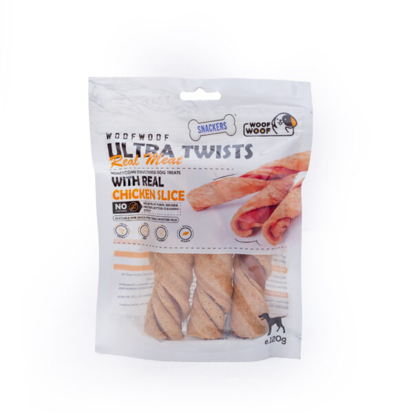 Woof Woof Snackers Ultra Twist With Real Chicken Slice