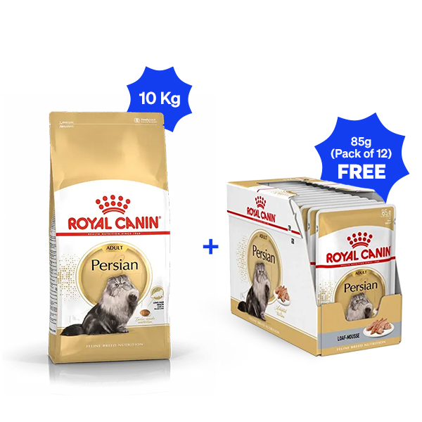 Royal Canin Persian Adult Dry Cat Food (10 Kg + Pack of 12)