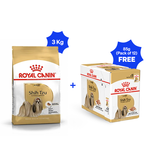 Royal Canin Shih Tzu Adult Dry Dog Food (3 Kg + Pack of 12)