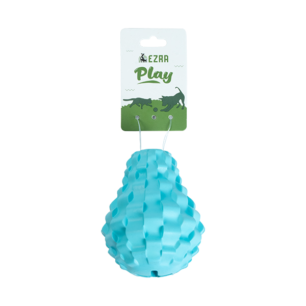 Ezra Play Refillable Rubber Pear Pet Toy - Blue Ezra Play Refillable Rubber Pear Pet Toy - Blue