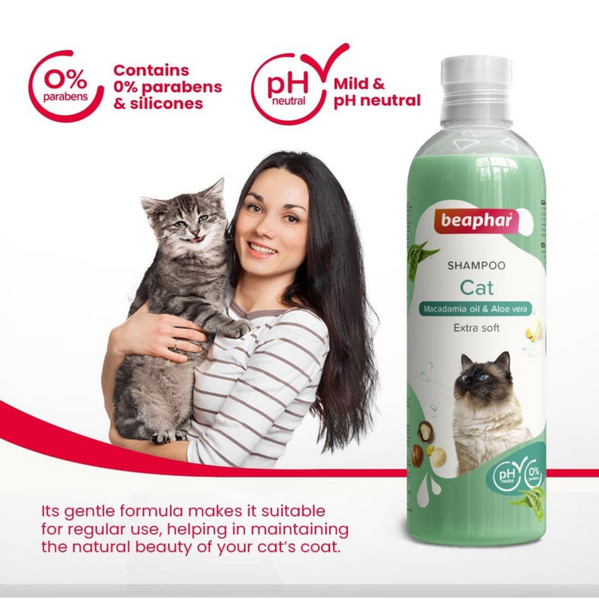 Beaphar Macadamia Oil & Aloe Vera Cat Shampoo Beaphar Macadamia Oil & Aloe Vera Cat Shampoo