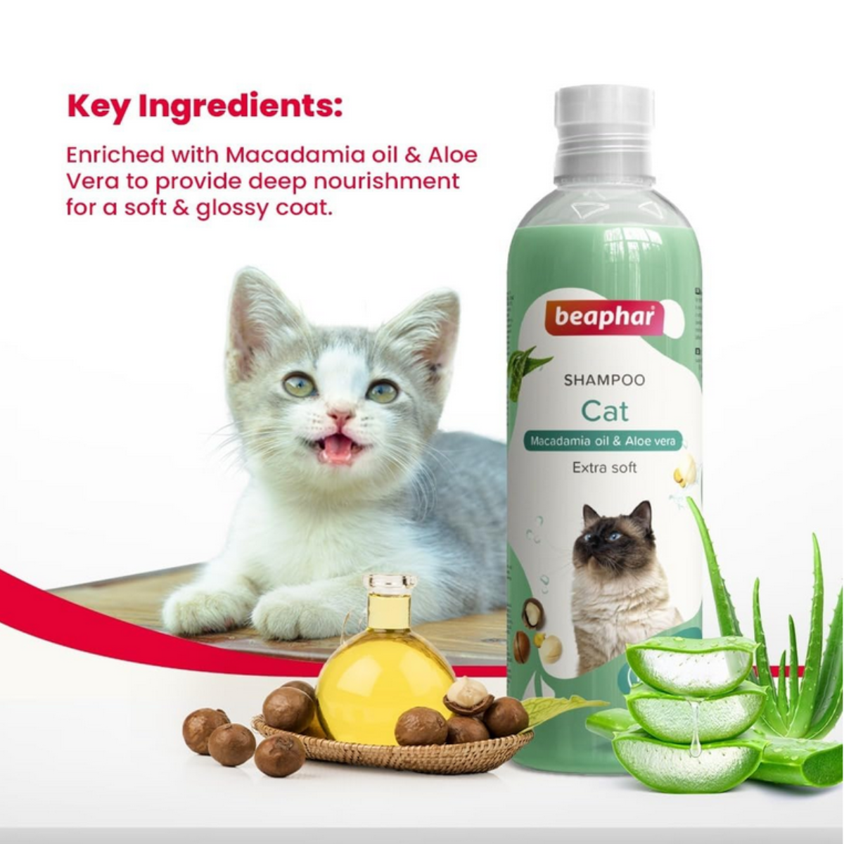 Beaphar Macadamia Oil & Aloe Vera Cat Shampoo Beaphar Macadamia Oil & Aloe Vera Cat Shampoo