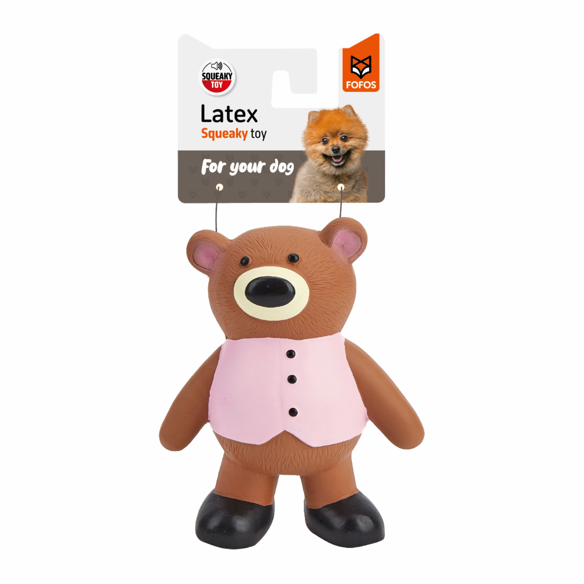 FOFOS Latex Bear Squeaky Toy for Dogs (Brown)