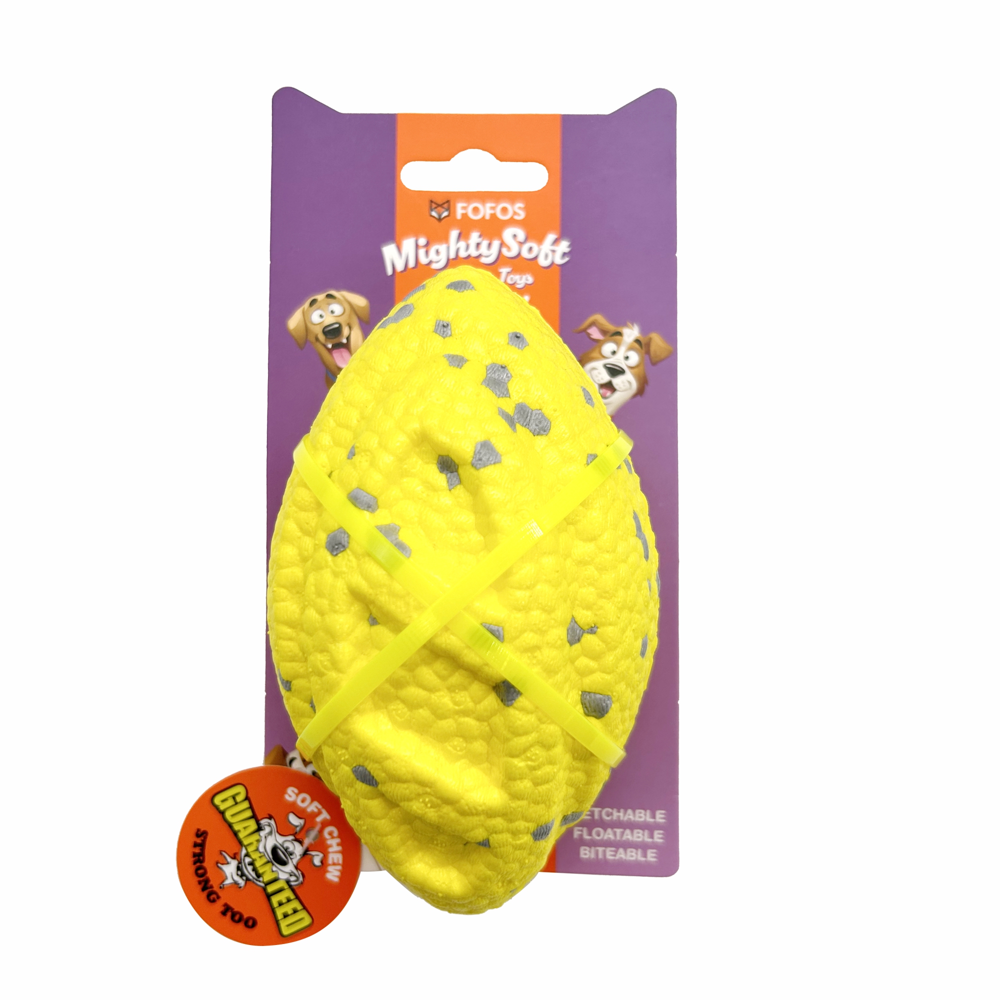 ETPU rugby ball fetch dog toy yellow 1