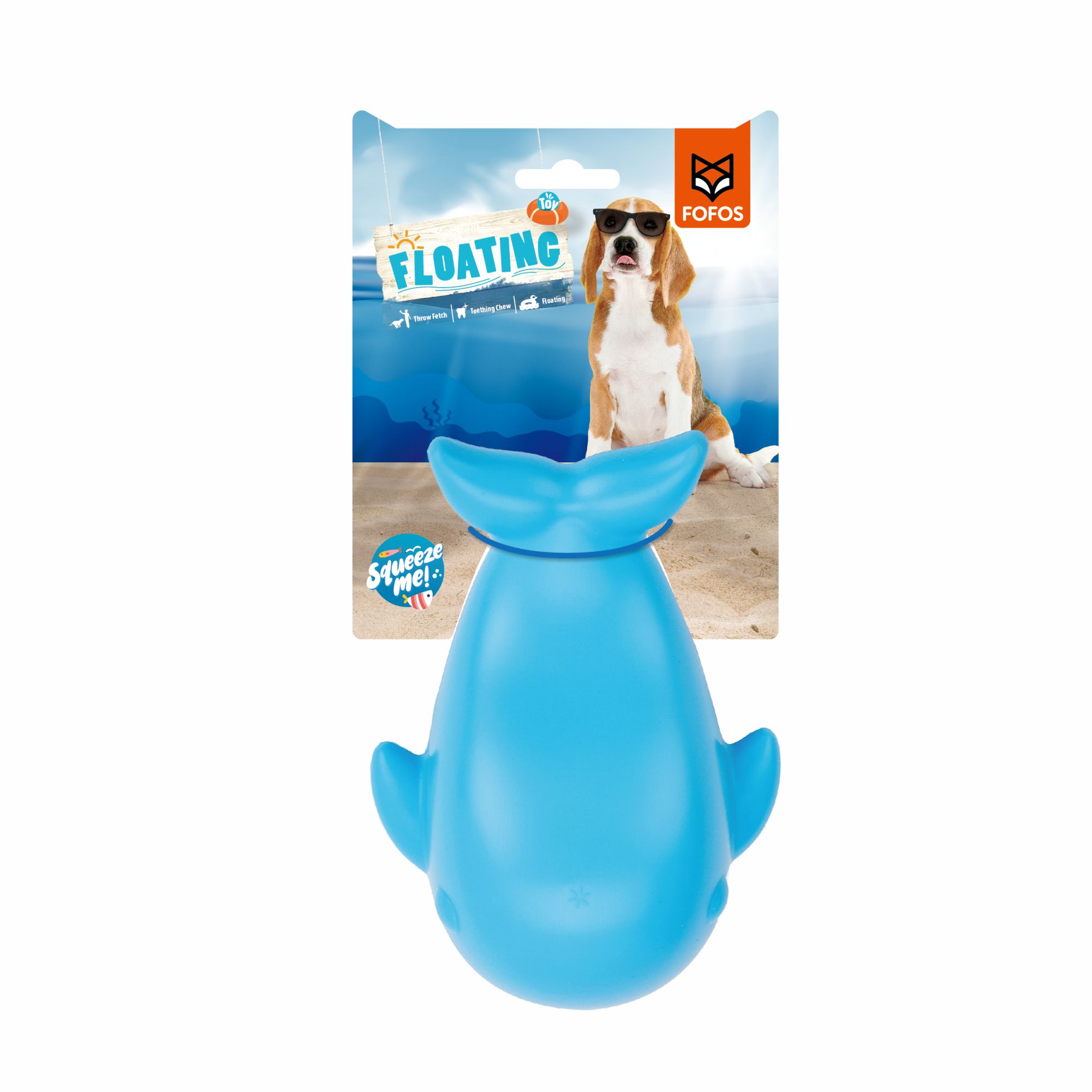 FOFOS Ocean Whale Squeaky Chew Toy for Dogs