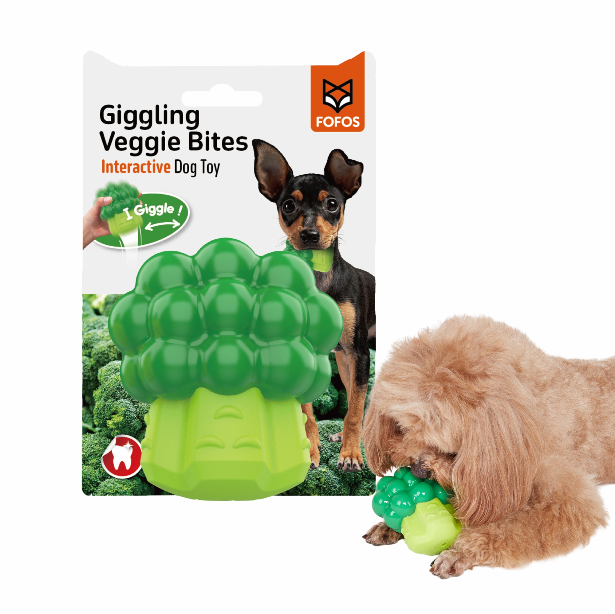 GIGGLING VEGI-BITES DOG TOY BROCCOLI 1.2