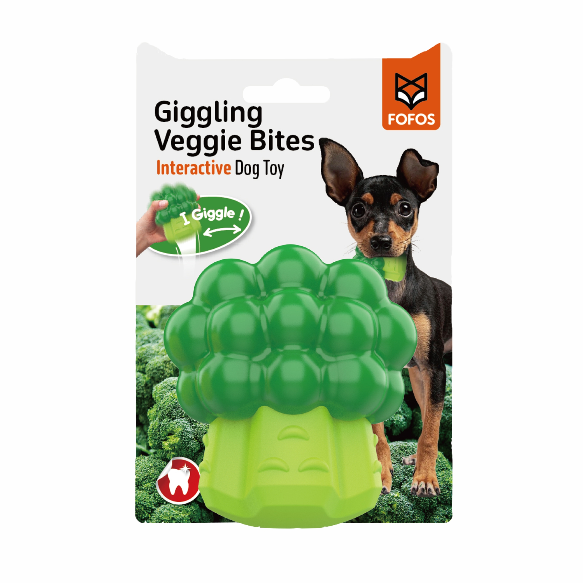 GIGGLING VEGI-BITES DOG TOY BROCCOLI 1
