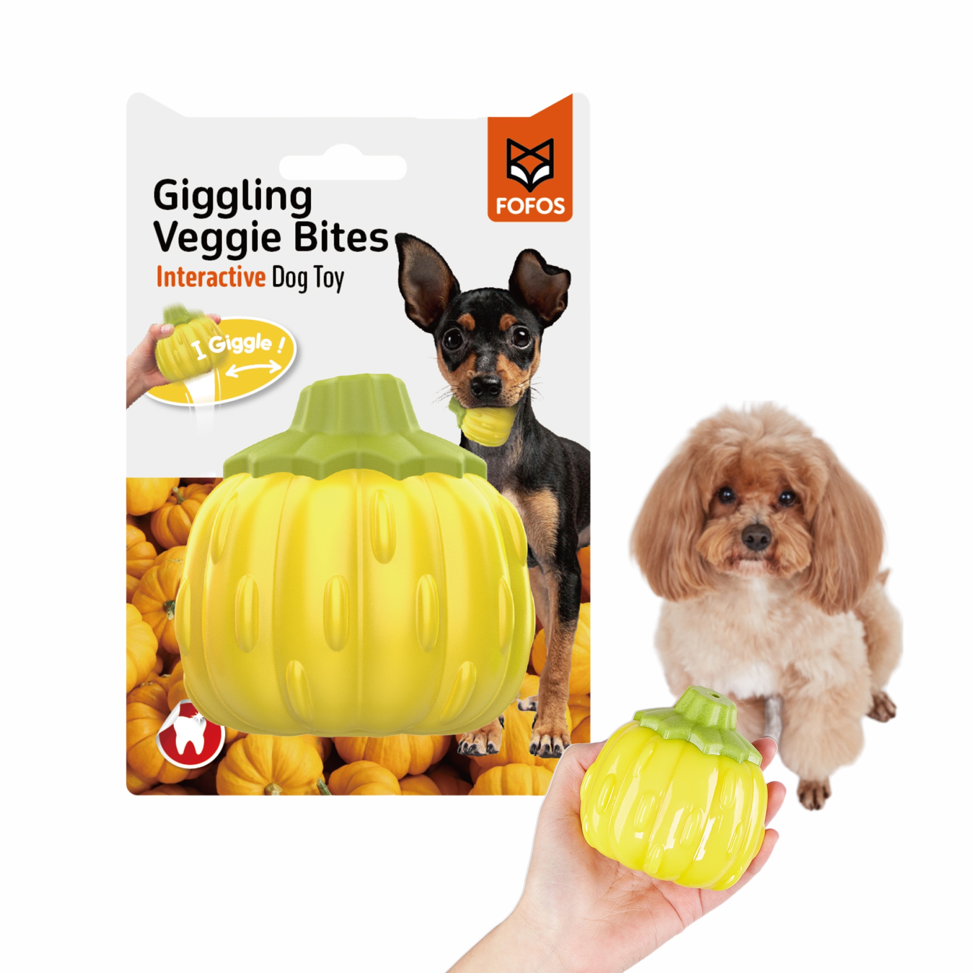 GIGGLING VEGI-BITES DOG TOY PUMPKIN 1.2