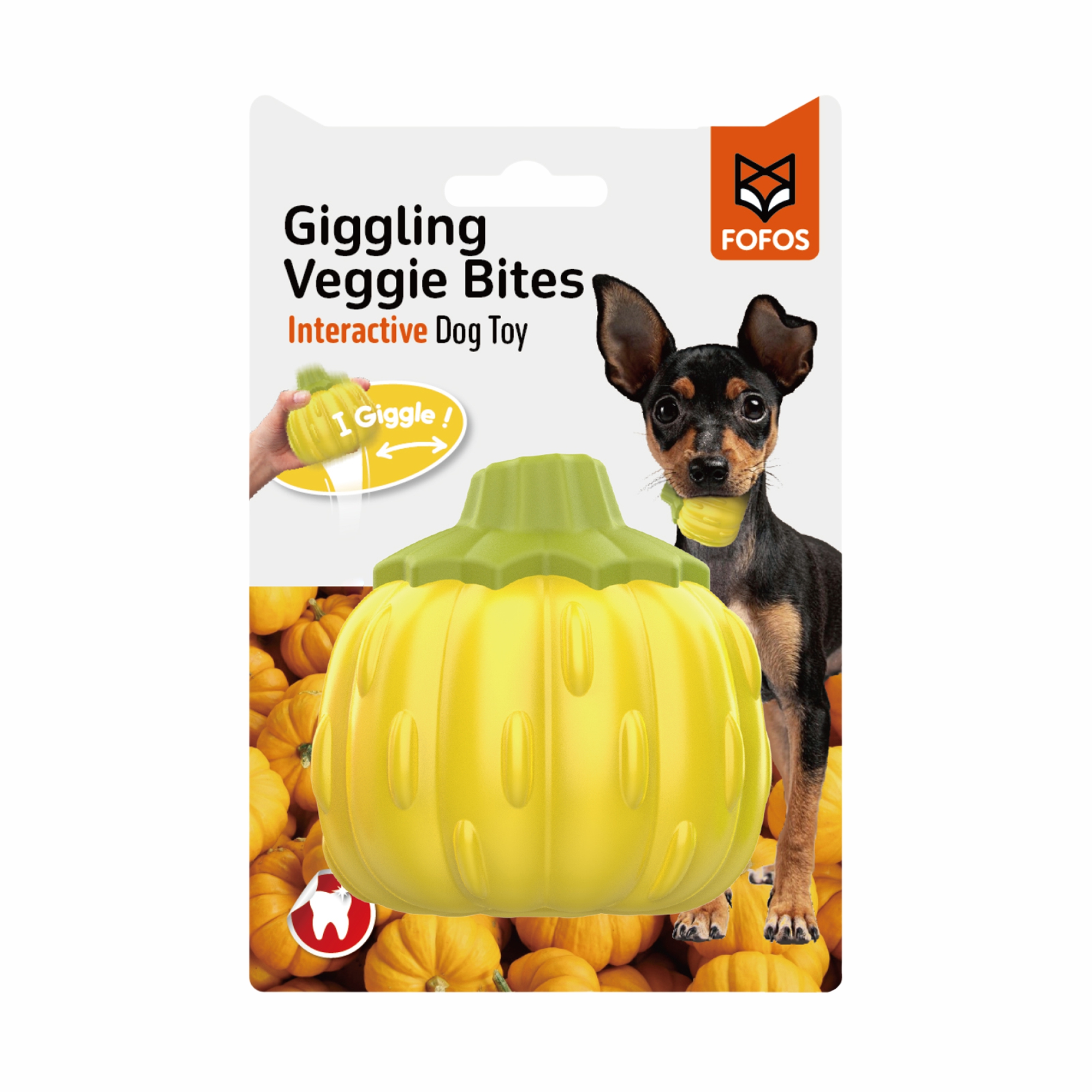 GIGGLING VEGI-BITES DOG TOY PUMPKIN 1