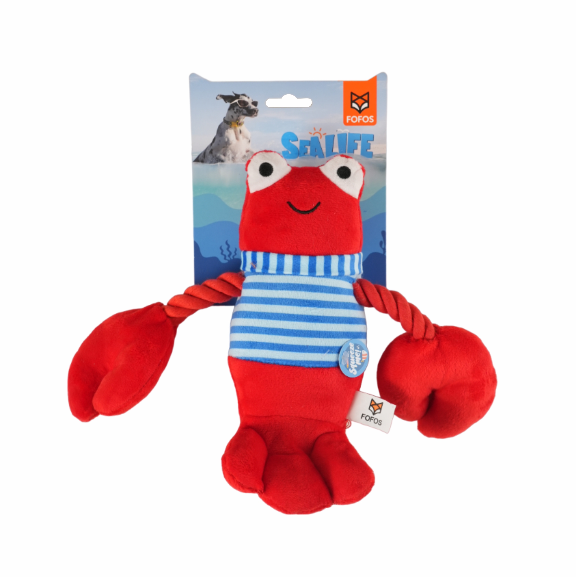 FOFOS Lobster Sealife Squeaky Plush Dog Toy (Red)