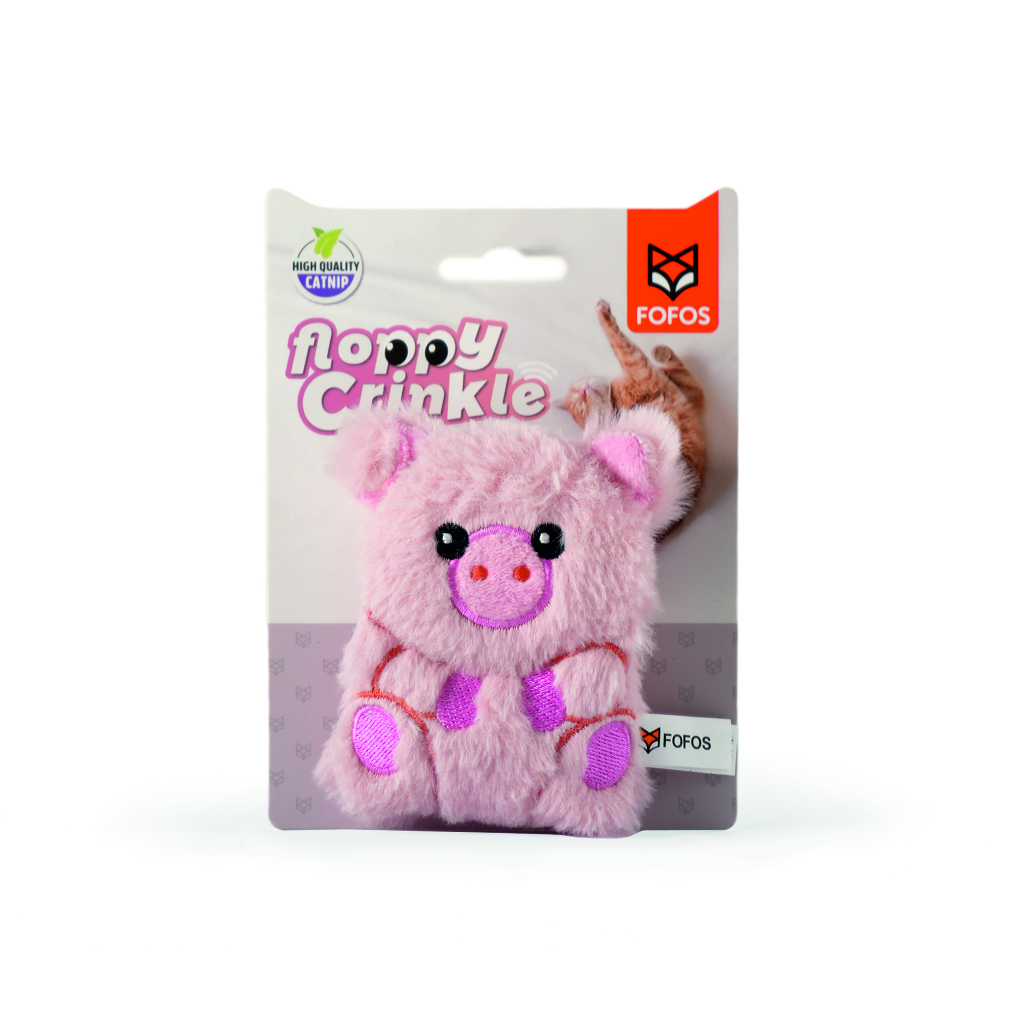 FOFOS Floppy Crinkle Pig Catnip Toy for Cats