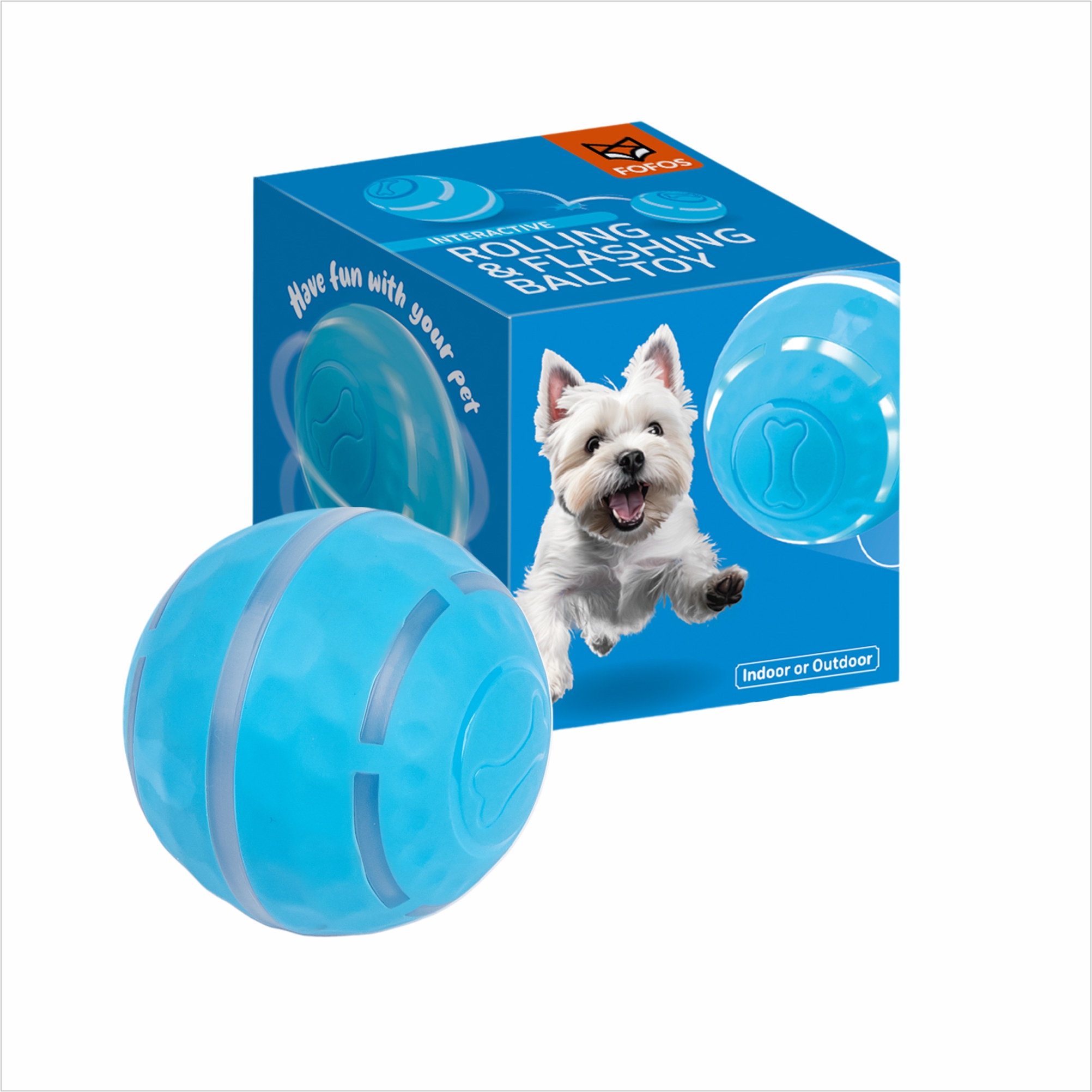 FOFOS Rechargeable Rolling Ball Smart Toy for Dogs (Blue)