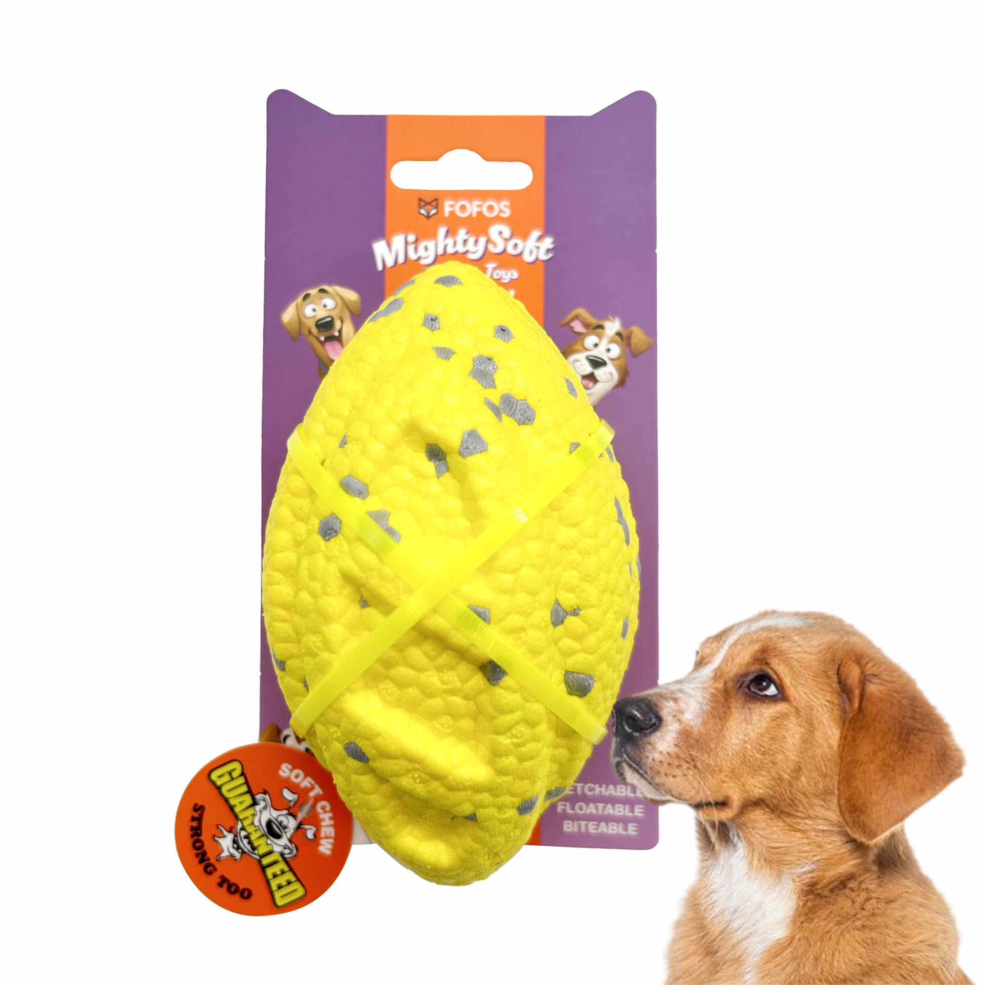 RUGBY BALL FETCH TOY YELLOW 1