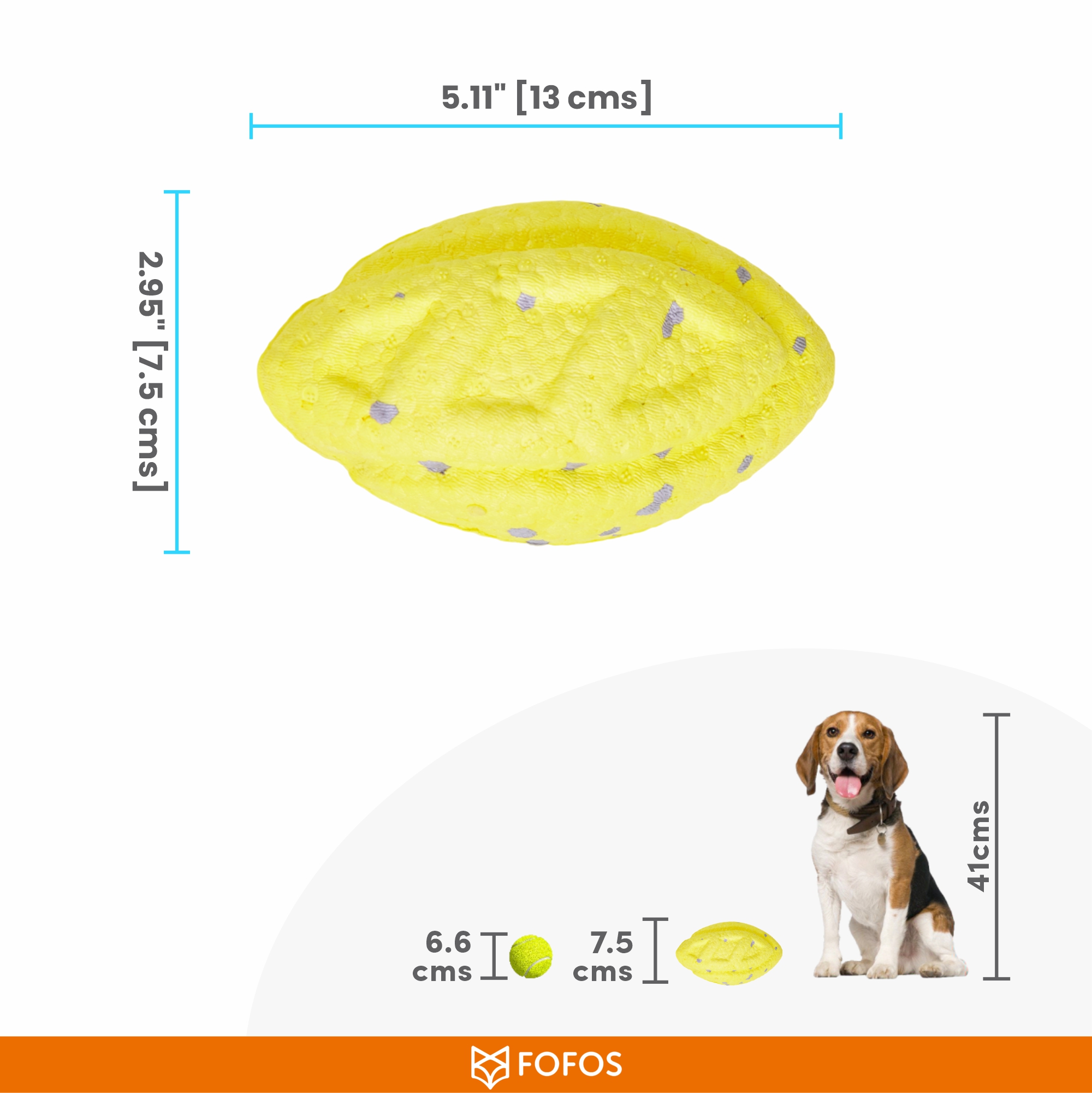 RUGBY BALL FETCH TOY YELLOW 2