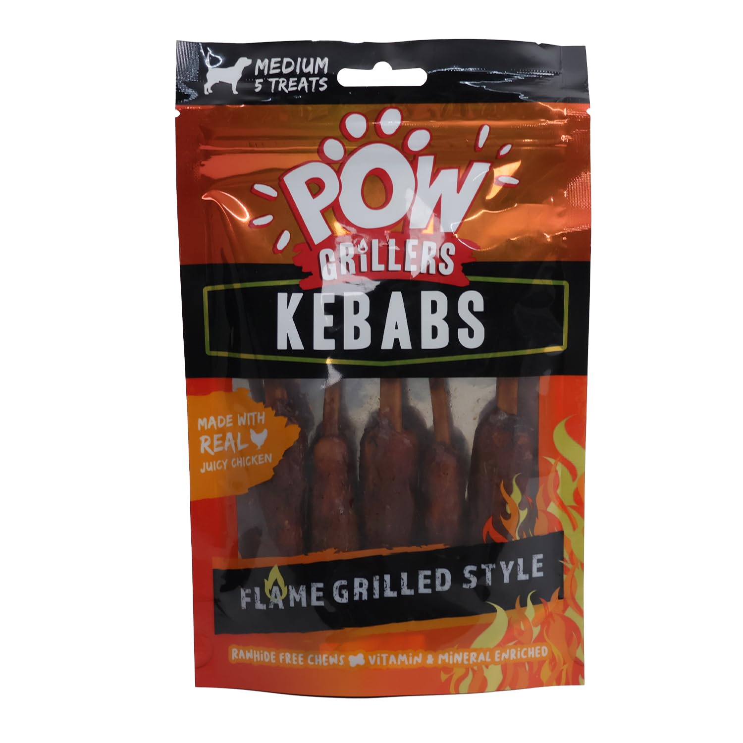 Pow grillers, chicken kebabs, flame grilled style, 5 pieces