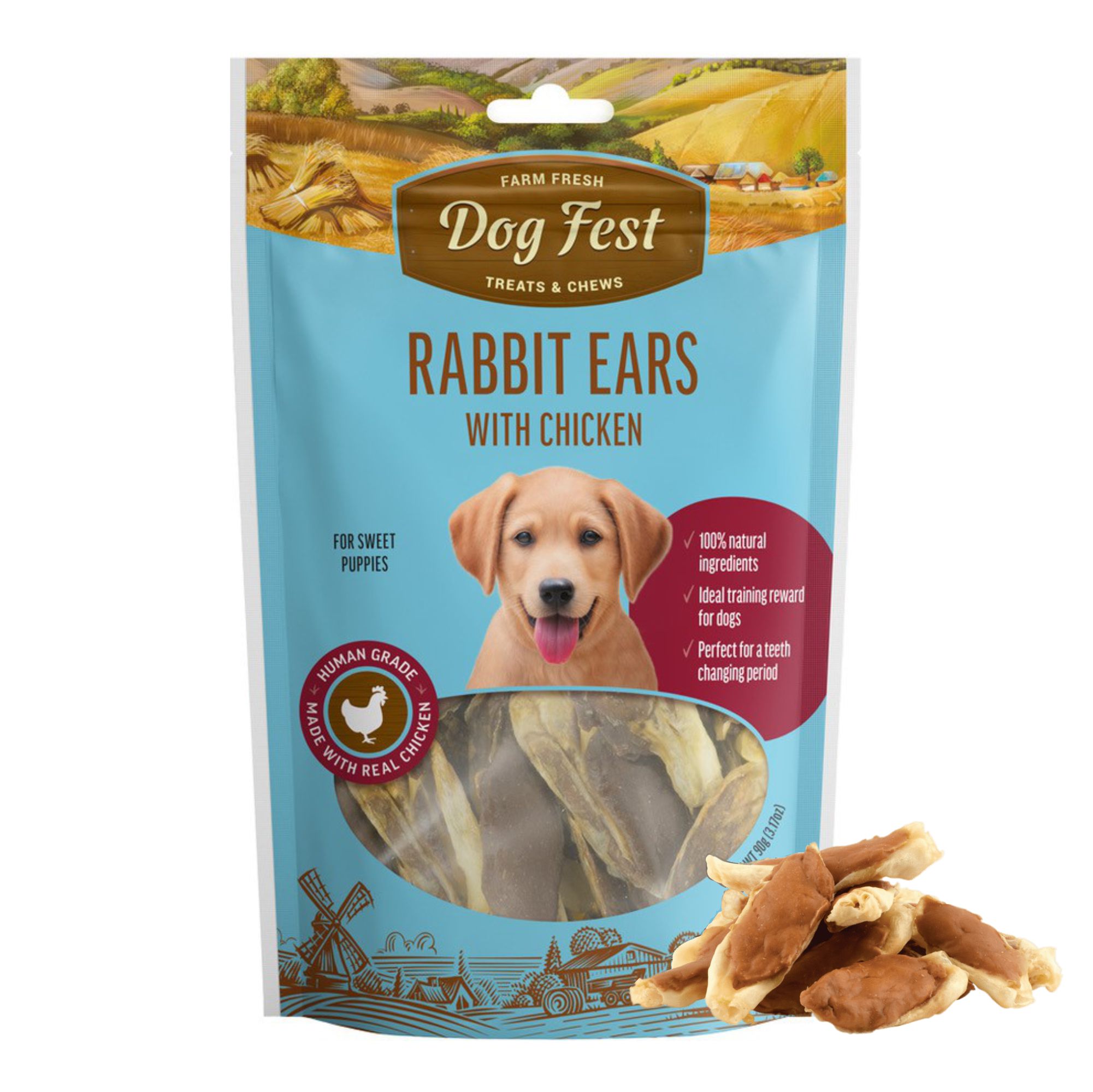 Dogfest Rabbit Ears with Chicken Dog Treats 90g