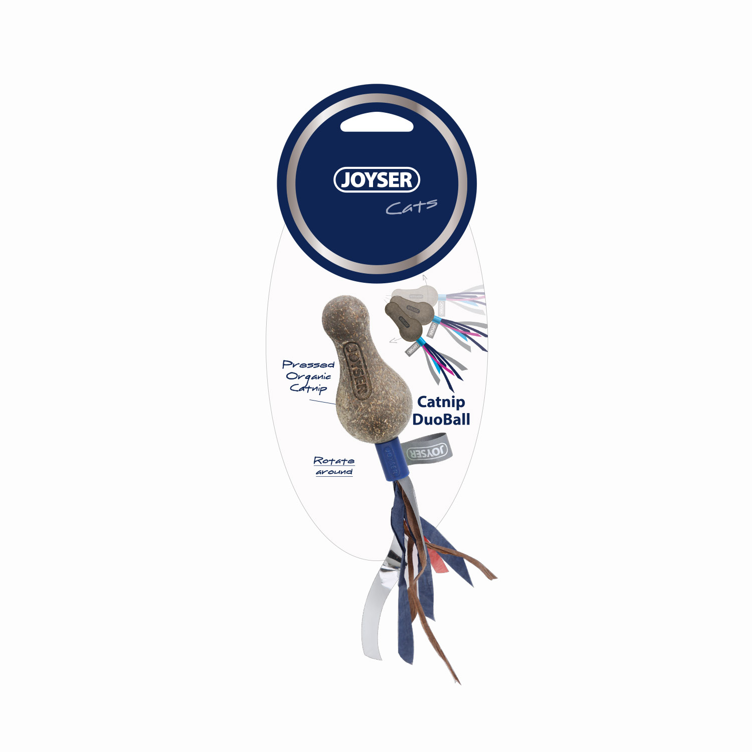 JOYSER Catnip Duoball With Feather Cat Toys - Blue