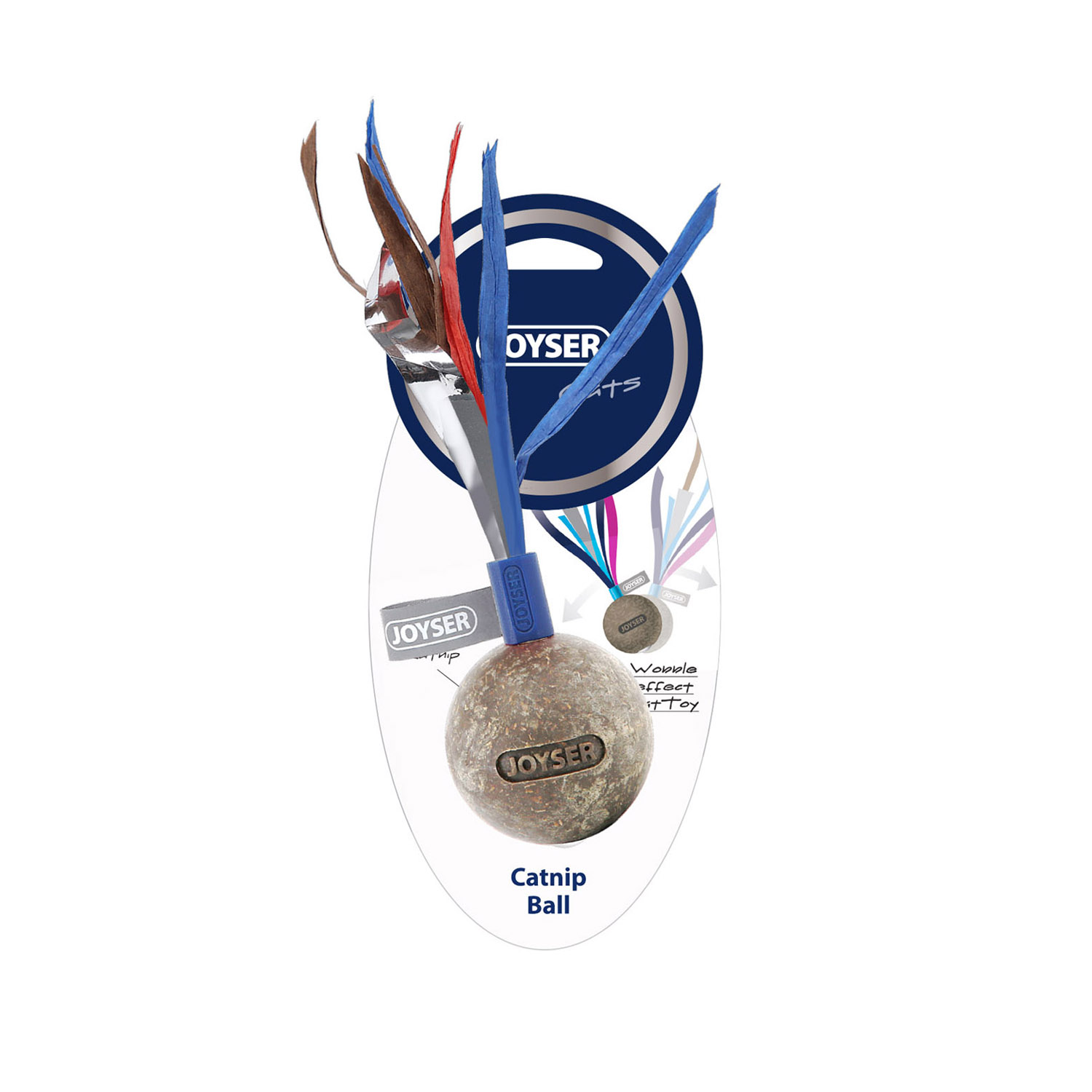JOYSER Cat Catnip Ball with Ribbons (Blue/Pink)