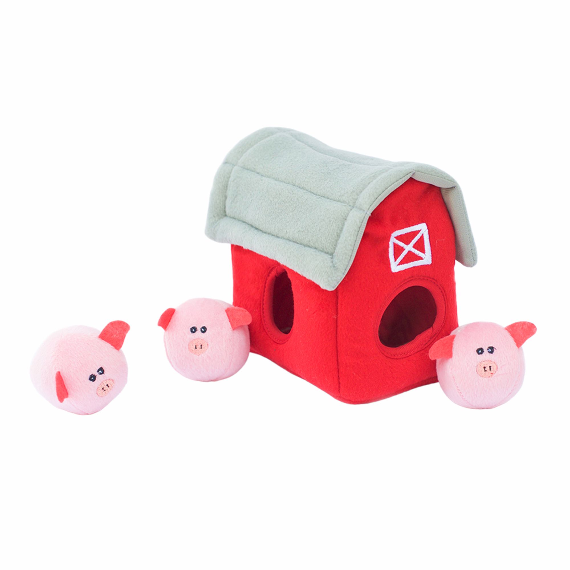 ZippyPaws Zippy Burrow with Bubble Babiez Dog Toys - Pig Barn