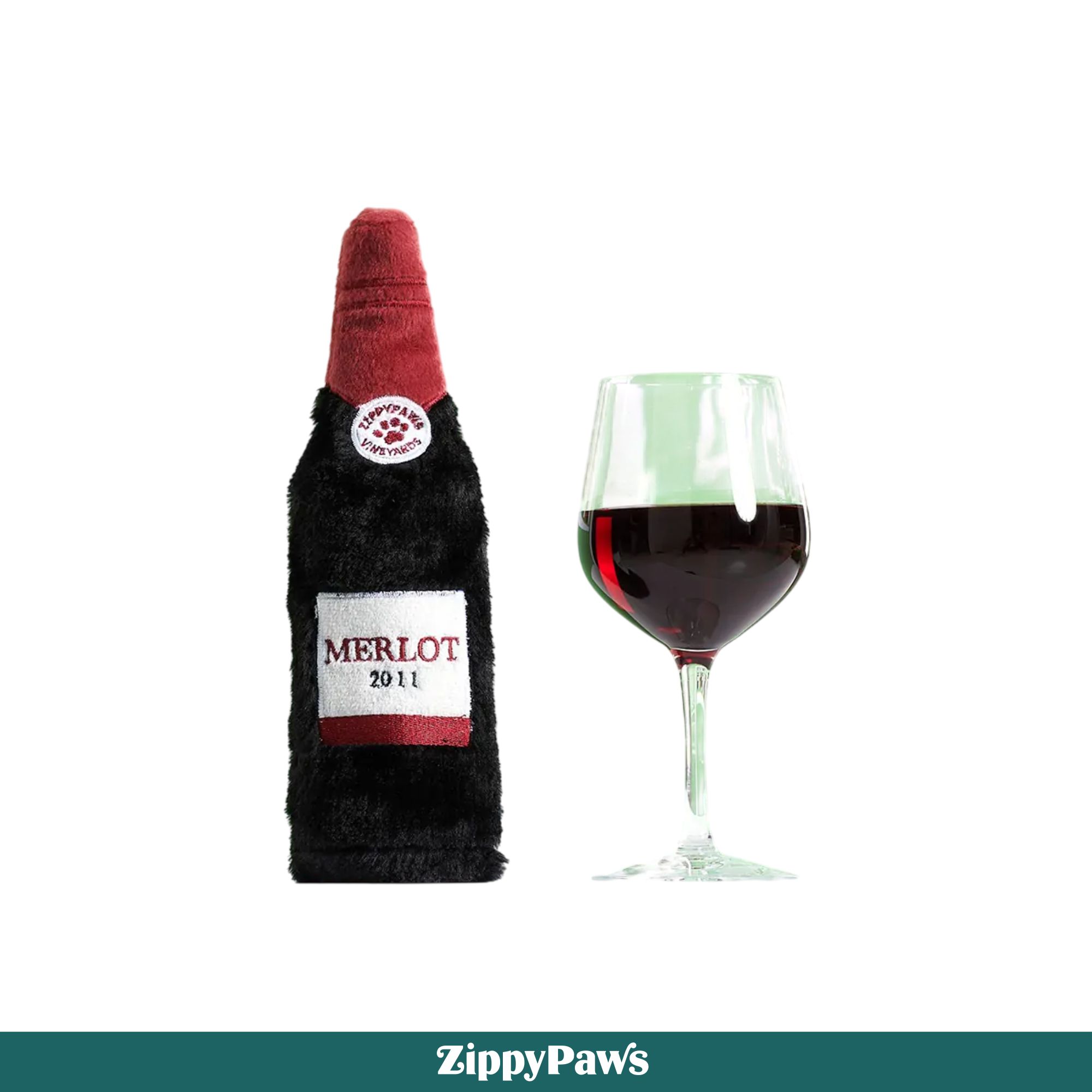 Zippy Paws Happy Hour Crusherz Dog Toys Red Wine
