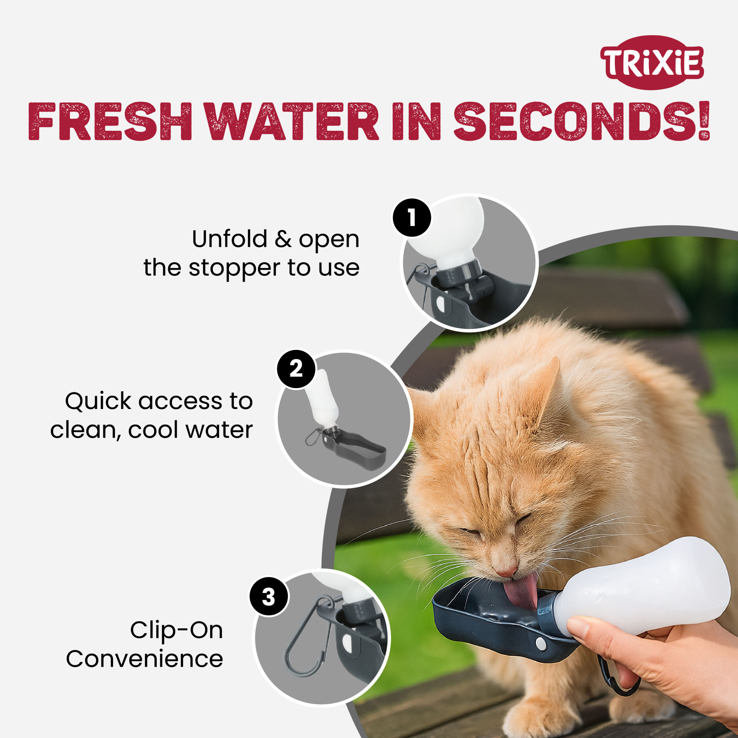 Trixie Travel Bottle with Bowl for Dogs and Cats