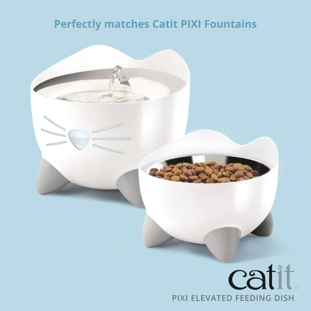 Catit PIXI Elevated Feeding Dish, White Cat bowl