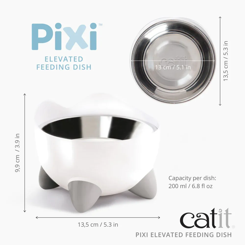 Catit PIXI Elevated Feeding Dish, White Cat bowl
