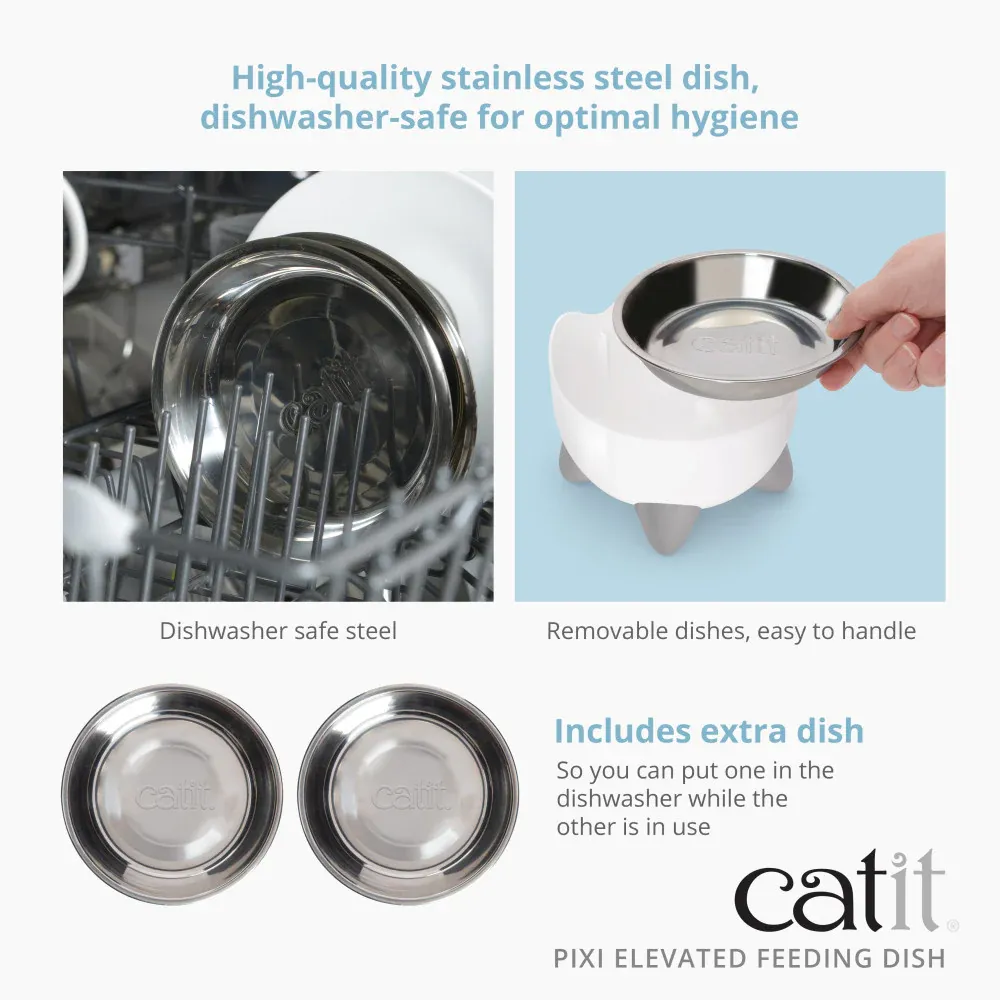 Catit PIXI Elevated Feeding Dish, White Cat bowl