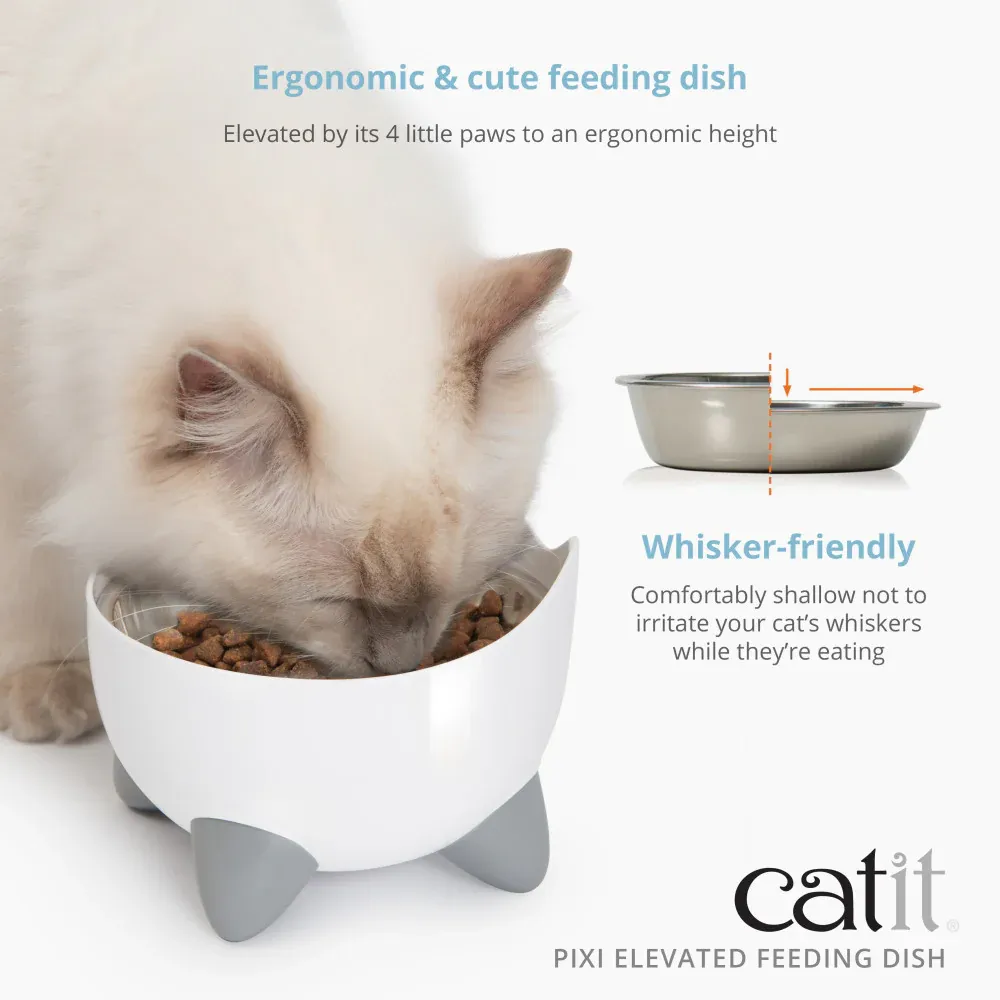 Catit PIXI Elevated Feeding Dish, White Cat bowl
