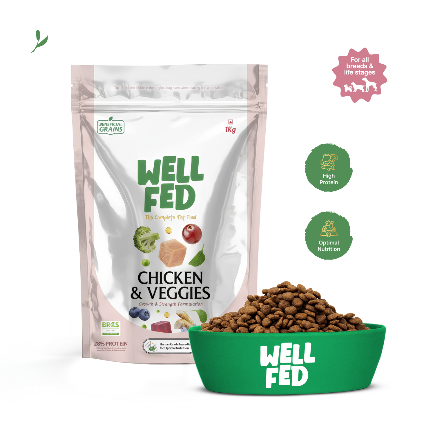 Well Fed Beneficial Grain Chicken and Veggies