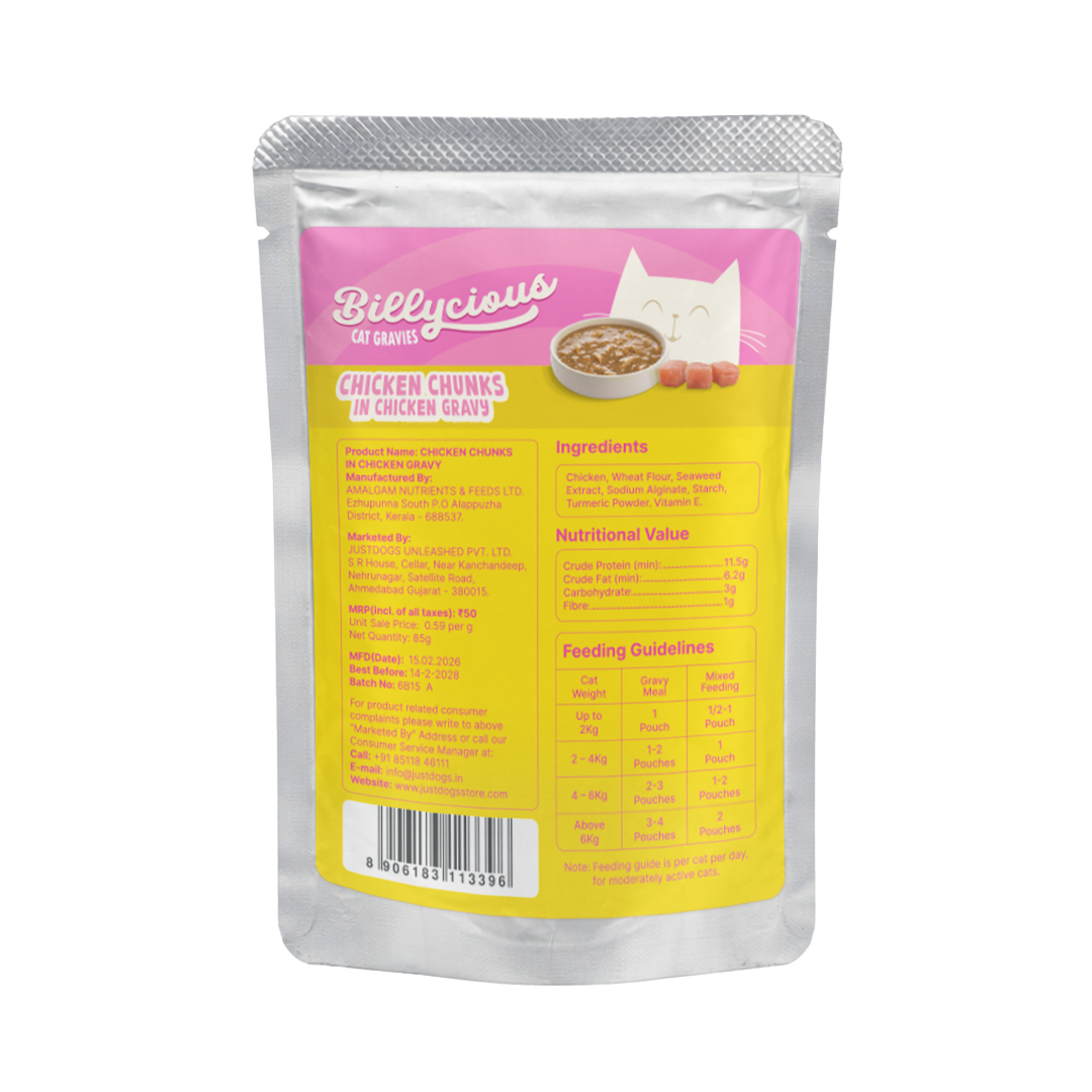 Billycious Chicken Chunks in Chicken Gravy Wet Cat Food